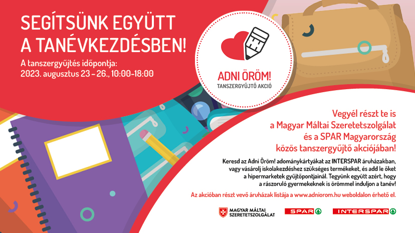 Segítsünk együtt a tanévkezdésben! Mától tanszert és adománykártyát gyűjt a Máltai Szeretetszolgálat az Interspar üzletekben