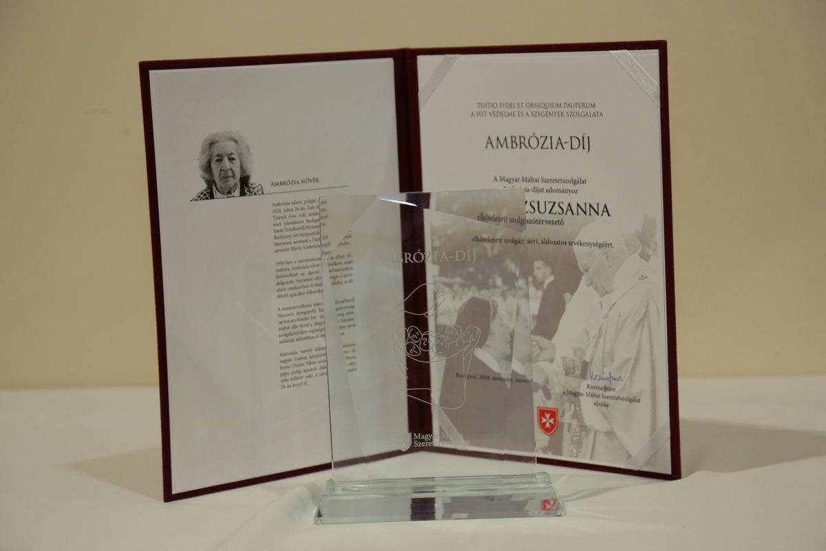 A Magyar Máltai Szeretetszolgálat Ambrózia-díjat alapított